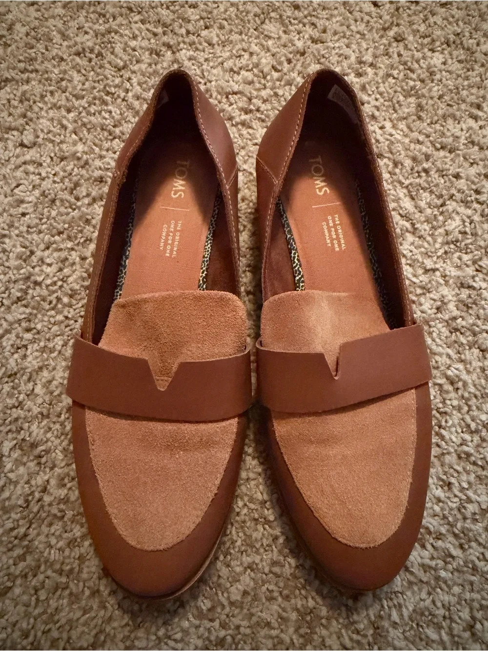TOMS Women's Estel Cognac Brown Suede Penny Loafers